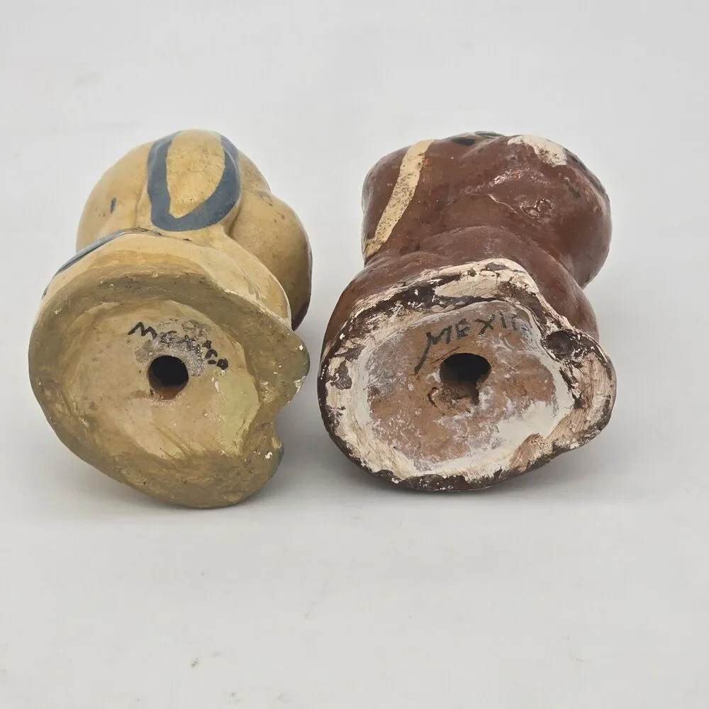 Vintage Dog Puppy Salt and Pepper Shakers Mexican Pottery